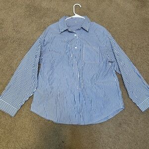 Blue and White Striped Button-Up Shirt